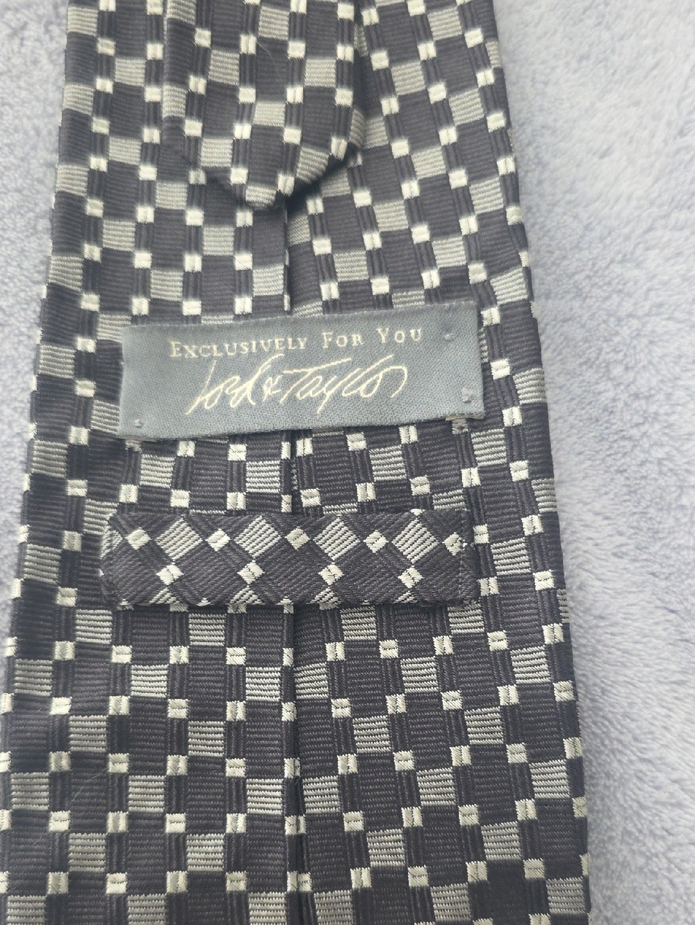 Exclusively You For Lord & Taylor  Black & Gray Checked Men's Tie
